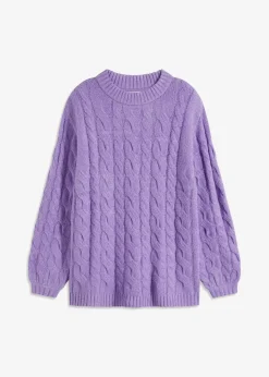 Damen bonprix Pullover & Strickjacken|Strickmode|Oversize-Pullover mit Zopfmuster