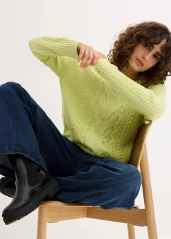 Damen bonprix Bekleidung·Umstandsmode|Strickmode|Oversize-Pullover mit Zopfmuster