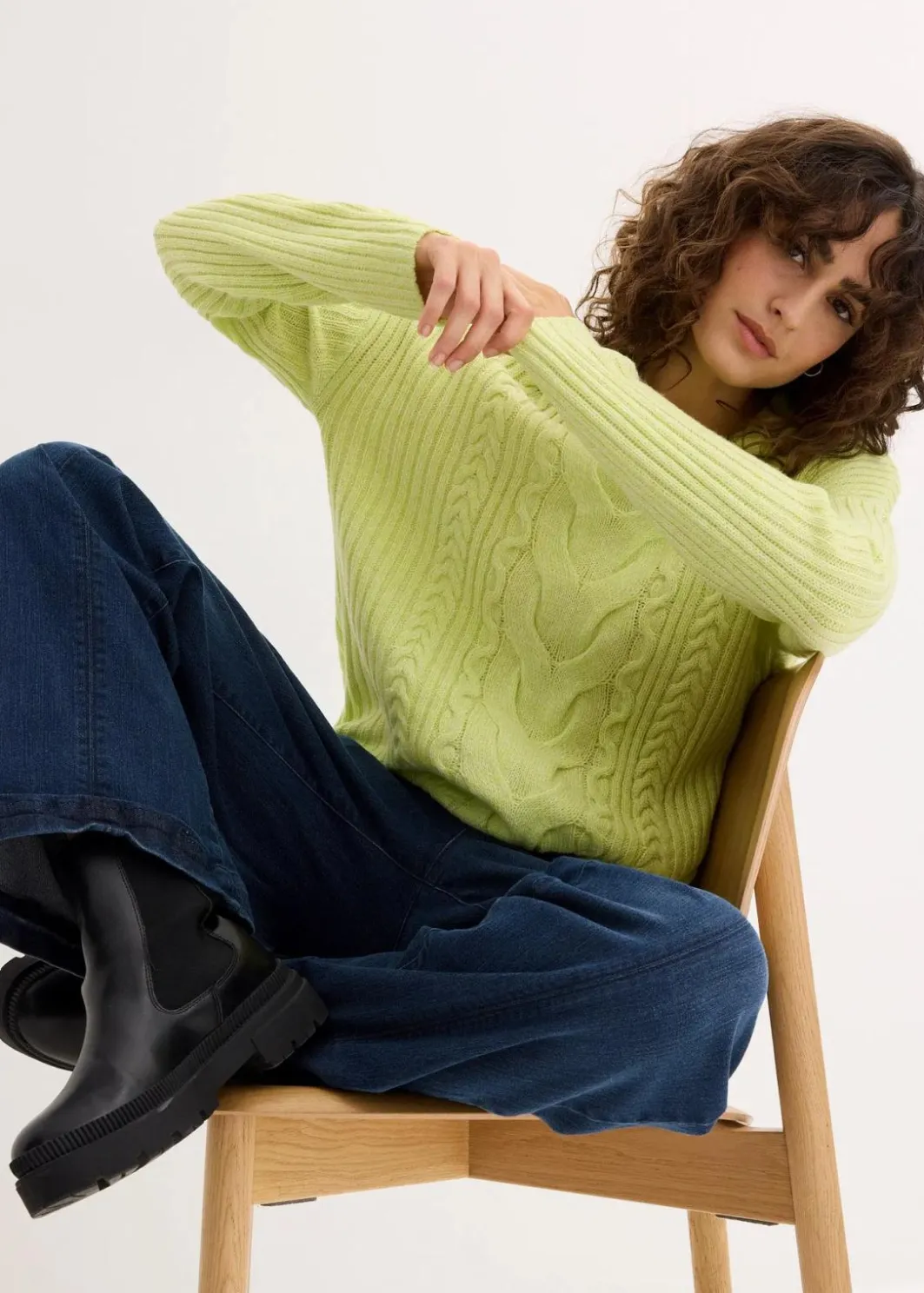 Damen bonprix Bekleidung·Umstandsmode|Strickmode|Oversize-Pullover mit Zopfmuster