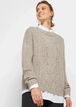 Damen bonprix Bekleidung·Umstandsmode|Strickmode|Oversize-Pullover mit Zopfmuster