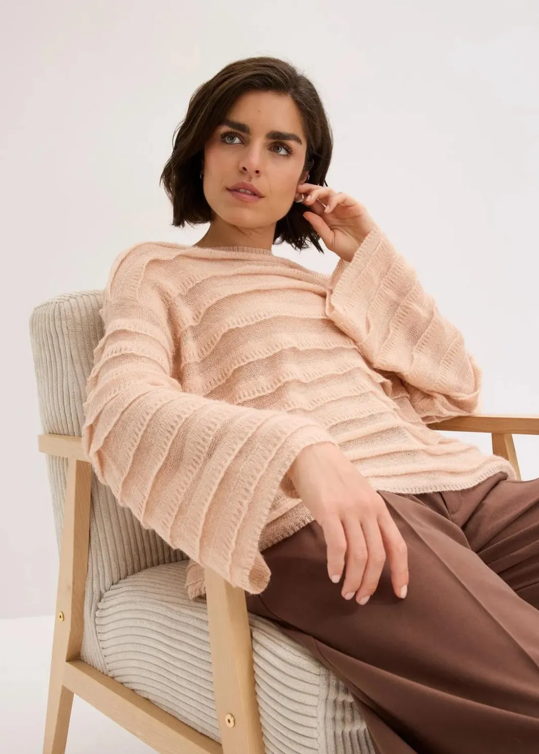 Oversize-Pullover, semi-transparent Damen Bekleidung·Umstandsmode|Strickmode