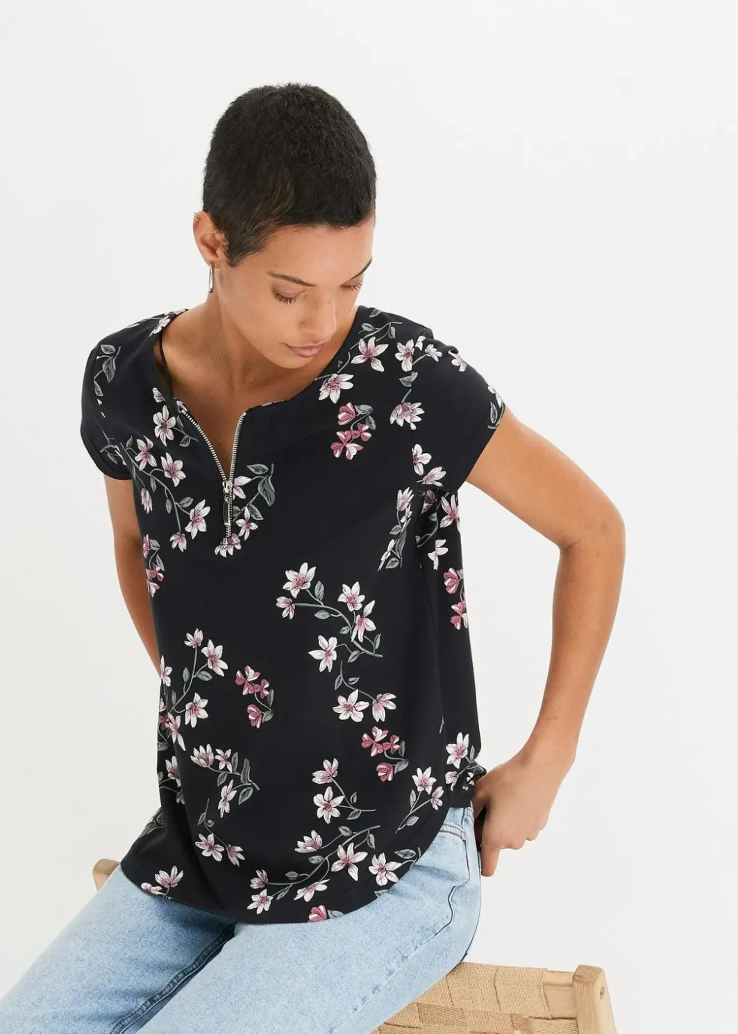 Damen bonprix Shirts & Tops|Nachhaltigere Materialien|Oversize-Shirt aus Baumwoll-Mix