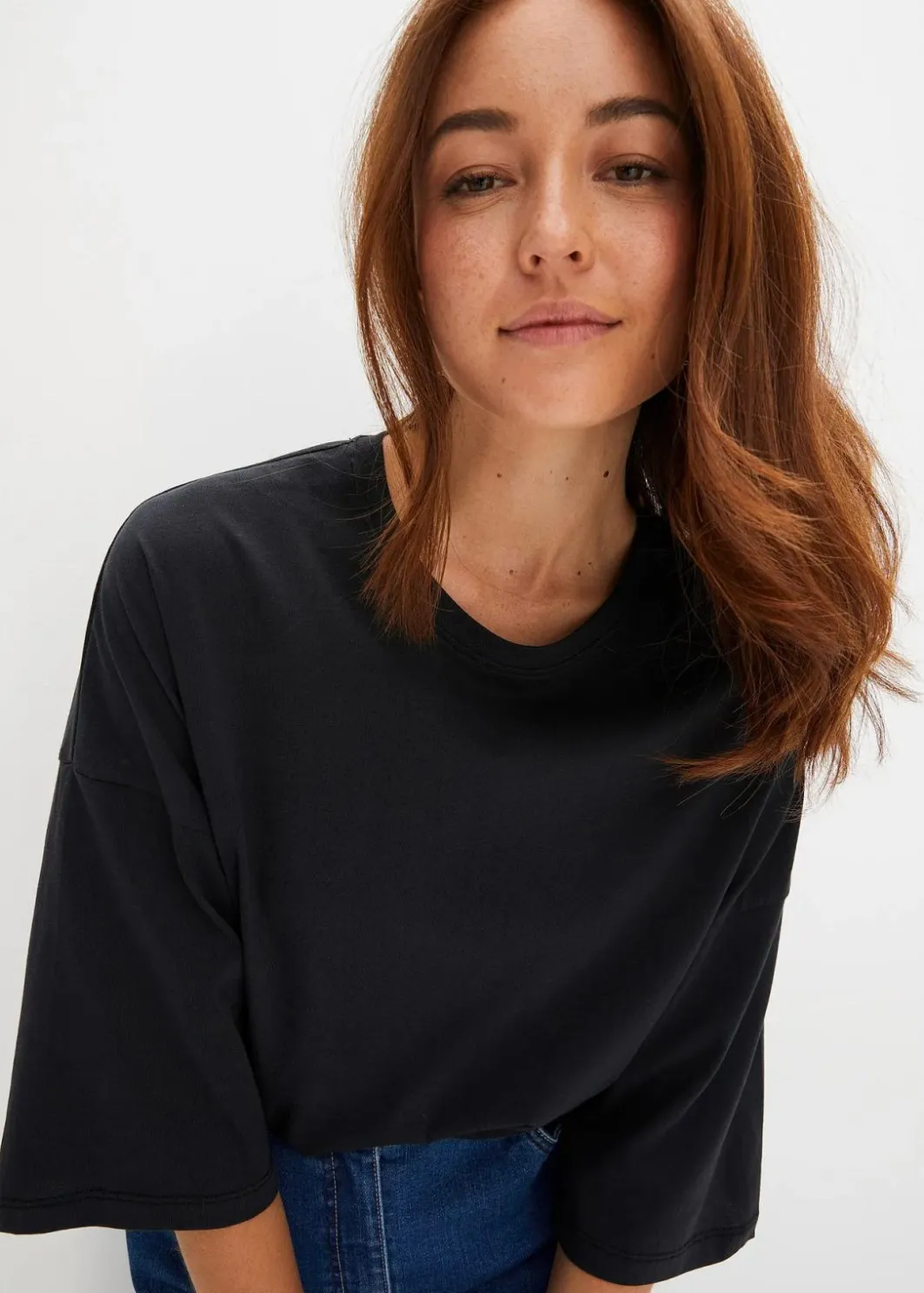 Outlet Oversize-Shirt aus elastischem Bio-Baumwoll-Mix Damen Shirts & Tops|Nachhaltigere Materialien