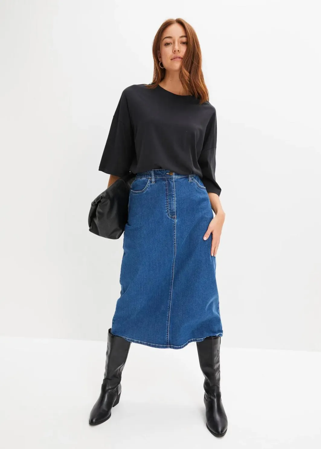 Outlet Oversize-Shirt aus elastischem Bio-Baumwoll-Mix Damen Shirts & Tops|Nachhaltigere Materialien