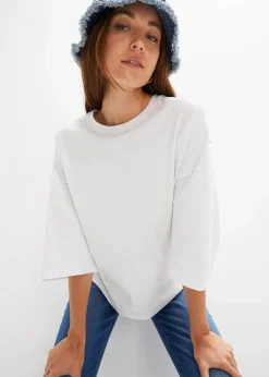 Damen bonprix Nachhaltigere Materialien|Shirts & Tops|Oversize-Shirt aus elastischem Bio-Baumwoll-Mix