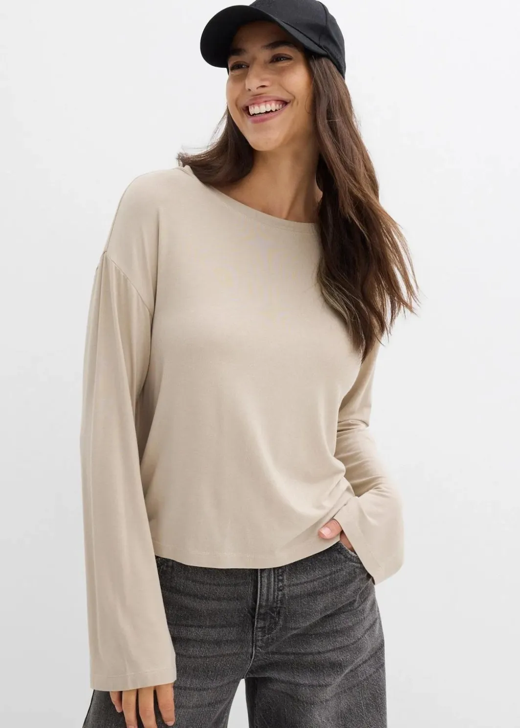 Oversize-Shirt aus fließendem Viskose-Elasthan-Mix Damen Shirts & Tops