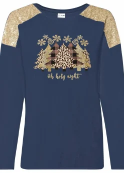 Discount Oversize-Shirt mit Weihnachtsmotiv und schönen Pailletten Damen Shirts & Tops