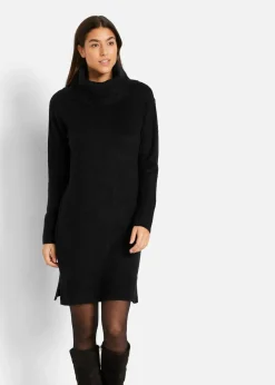 Damen bonprix Kleider|Strickmode|Oversize-Strickkleid mit Rollkragen