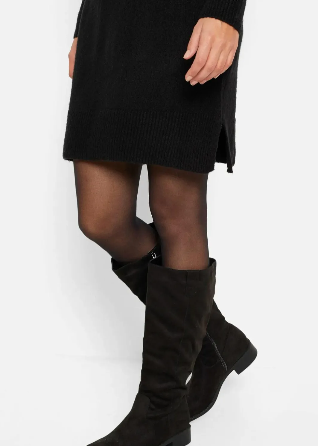 Damen bonprix Kleider|Strickmode|Oversize-Strickkleid mit Rollkragen