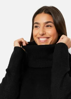 Damen bonprix Kleider|Strickmode|Oversize-Strickkleid mit Rollkragen