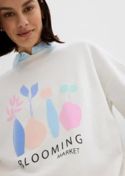 Damen bonprix Bekleidung·Blusen & Tuniken|Sweat|Oversize-Sweatshirt aus Baumwoll-Mix