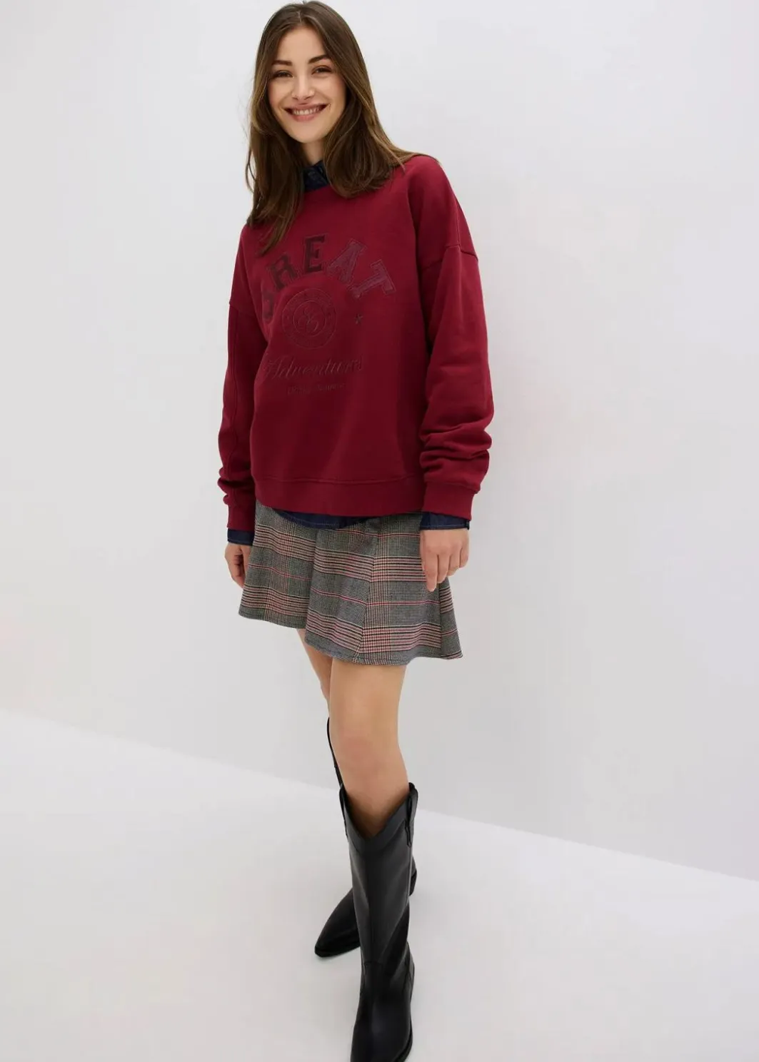 Damen bonprix Bekleidung·Blusen & Tuniken|Sweat|Oversize-Sweatshirt aus reiner Baumwolle