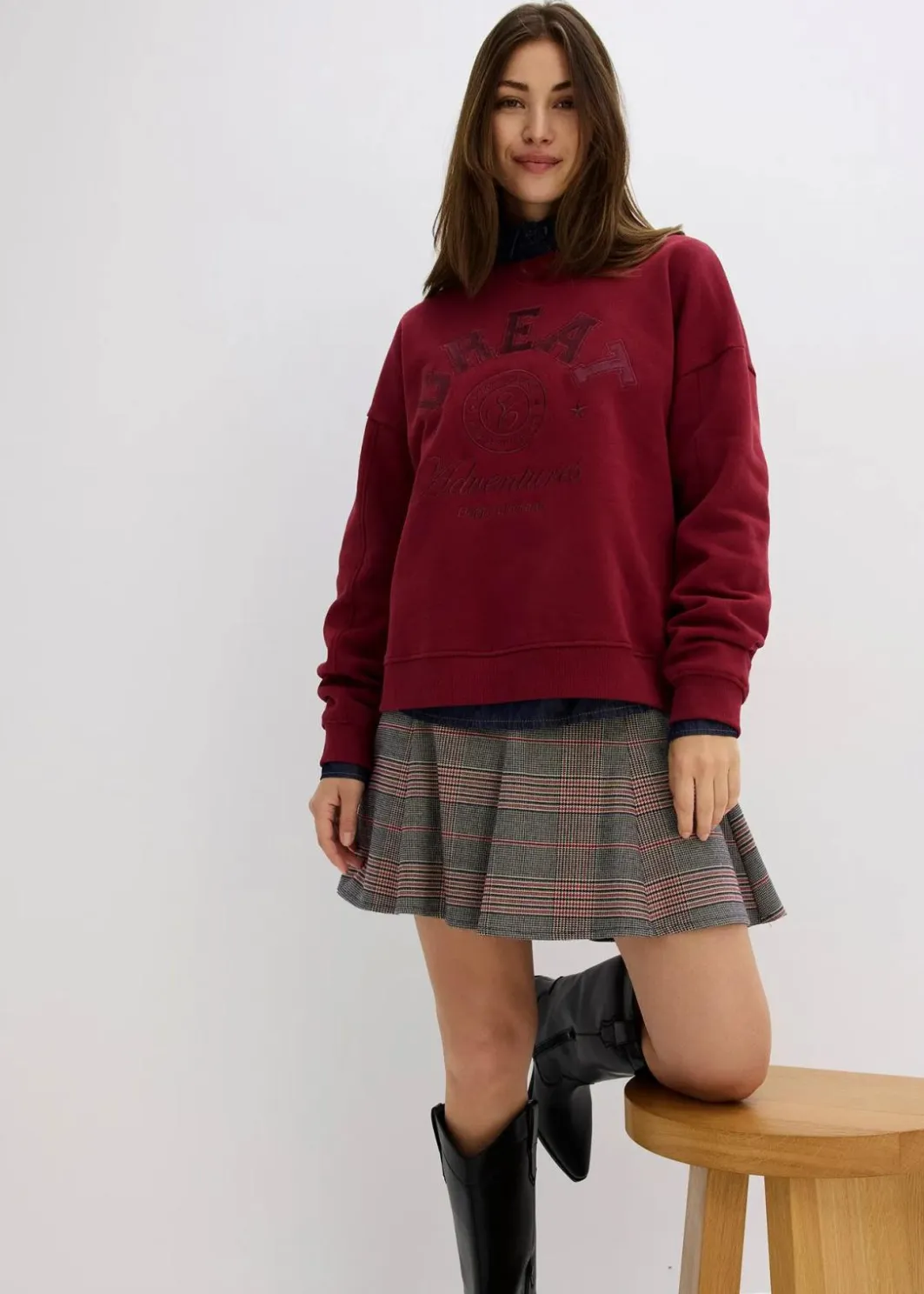 Damen bonprix Bekleidung·Blusen & Tuniken|Sweat|Oversize-Sweatshirt aus reiner Baumwolle