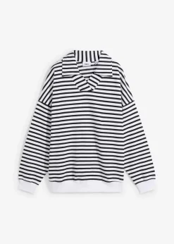 Damen bonprix Bekleidung·Blusen & Tuniken|Nachhaltigere Materialien|Oversize-Sweatshirt mit V-Ausschnitt und Polokragen