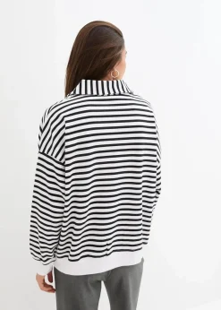 Damen bonprix Bekleidung·Blusen & Tuniken|Nachhaltigere Materialien|Oversize-Sweatshirt mit V-Ausschnitt und Polokragen