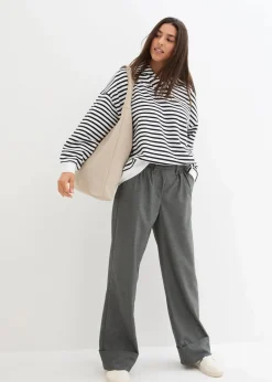 Damen bonprix Bekleidung·Blusen & Tuniken|Nachhaltigere Materialien|Oversize-Sweatshirt mit V-Ausschnitt und Polokragen