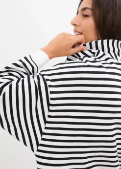 Damen bonprix Bekleidung·Blusen & Tuniken|Nachhaltigere Materialien|Oversize-Sweatshirt mit V-Ausschnitt und Polokragen