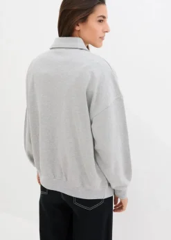 Hot Oversize-Sweatshirt mit V-Ausschnitt und Polokragen Damen Sweat|Nachhaltigere Materialien