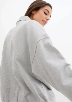 Hot Oversize-Sweatshirt mit V-Ausschnitt und Polokragen Damen Sweat|Nachhaltigere Materialien