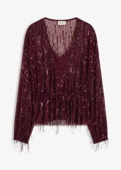 Damen bonprix Blusen & Tuniken|Bekleidung·Jacken & Mäntel|Pailletten-Bluse mit Fransen