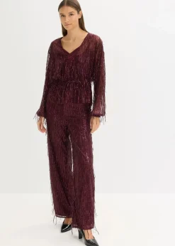 Damen bonprix Blusen & Tuniken|Bekleidung·Jacken & Mäntel|Pailletten-Bluse mit Fransen