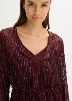 Damen bonprix Blusen & Tuniken|Bekleidung·Jacken & Mäntel|Pailletten-Bluse mit Fransen
