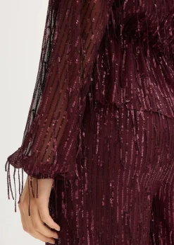 Damen bonprix Blusen & Tuniken|Bekleidung·Jacken & Mäntel|Pailletten-Bluse mit Fransen