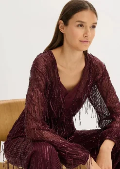 Damen bonprix Blusen & Tuniken|Bekleidung·Jacken & Mäntel|Pailletten-Bluse mit Fransen