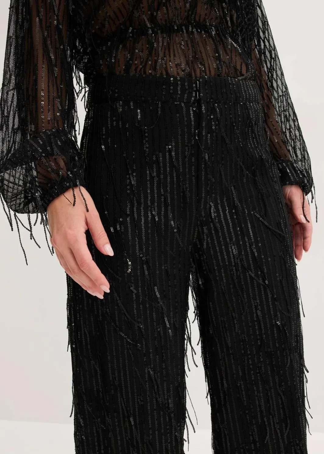 Online Paillettenhose mit Fransen Damen Bekleidung·Kleider|Hosen