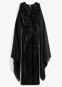 Sale Paillettenkleid mit langen Chiffon-Ärmeln Damen Kurzgrößen|Kurzgrößen