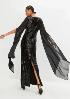 Sale Paillettenkleid mit langen Chiffon-Ärmeln Damen Kurzgrößen|Kurzgrößen