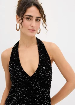 Clearance Paillettenkleid mit Neckholder Damen Kleider