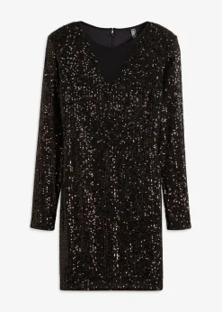 Damen bonprix Bekleidung·Pullover & Strickjacken|Kleider|Paillettenkleid mit Schulterpolstern