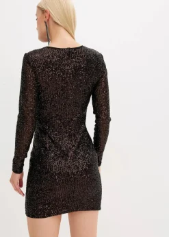 Damen bonprix Bekleidung·Pullover & Strickjacken|Kleider|Paillettenkleid mit Schulterpolstern