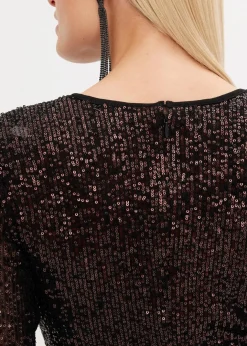 Damen bonprix Bekleidung·Pullover & Strickjacken|Kleider|Paillettenkleid mit Schulterpolstern