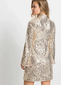 Damen bonprix Bekleidung·Pullover & Strickjacken|Kleider|Paillettenkleid mit Trompeten-Ärmel