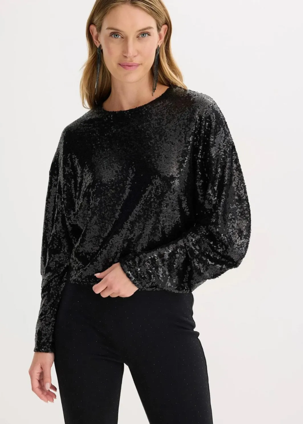 Online Pailletten-Langarmshirt Damen Shirts & Tops