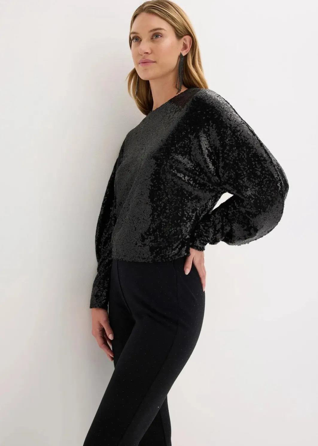 Online Pailletten-Langarmshirt Damen Shirts & Tops