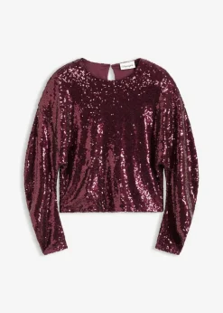 Damen bonprix Shirts & Tops|Pailletten-Langarmshirt