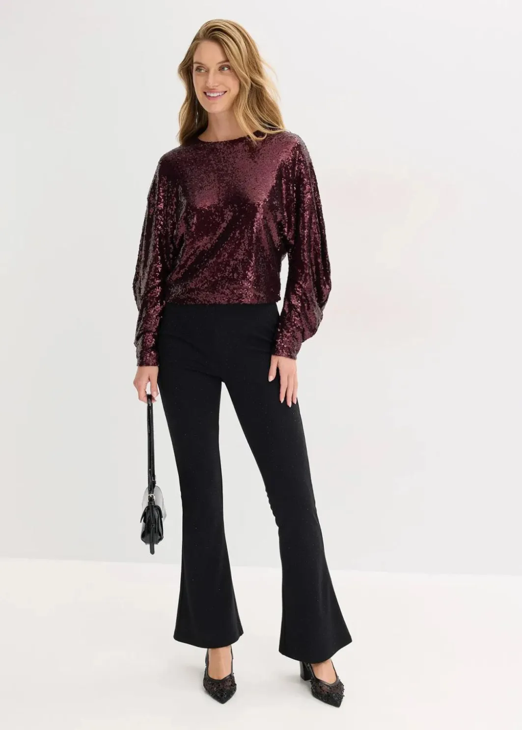 Damen bonprix Shirts & Tops|Pailletten-Langarmshirt