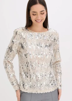 Hot Pailletten-Langarmshirt Damen Shirts & Tops