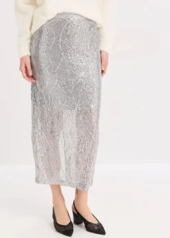 Damen bonprix Bekleidung·Sportbekleidung|Röcke|Pailletten-Midirock