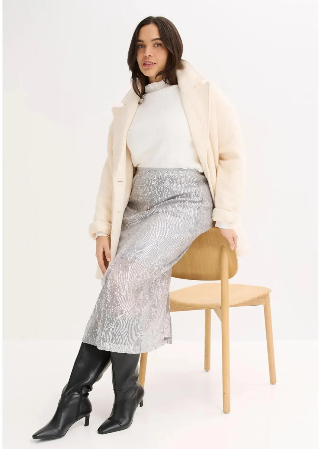 Damen bonprix Bekleidung·Sportbekleidung|Röcke|Pailletten-Midirock