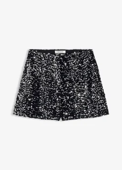 Damen bonprix Shorts|Hosen|Pailletten-Shorts
