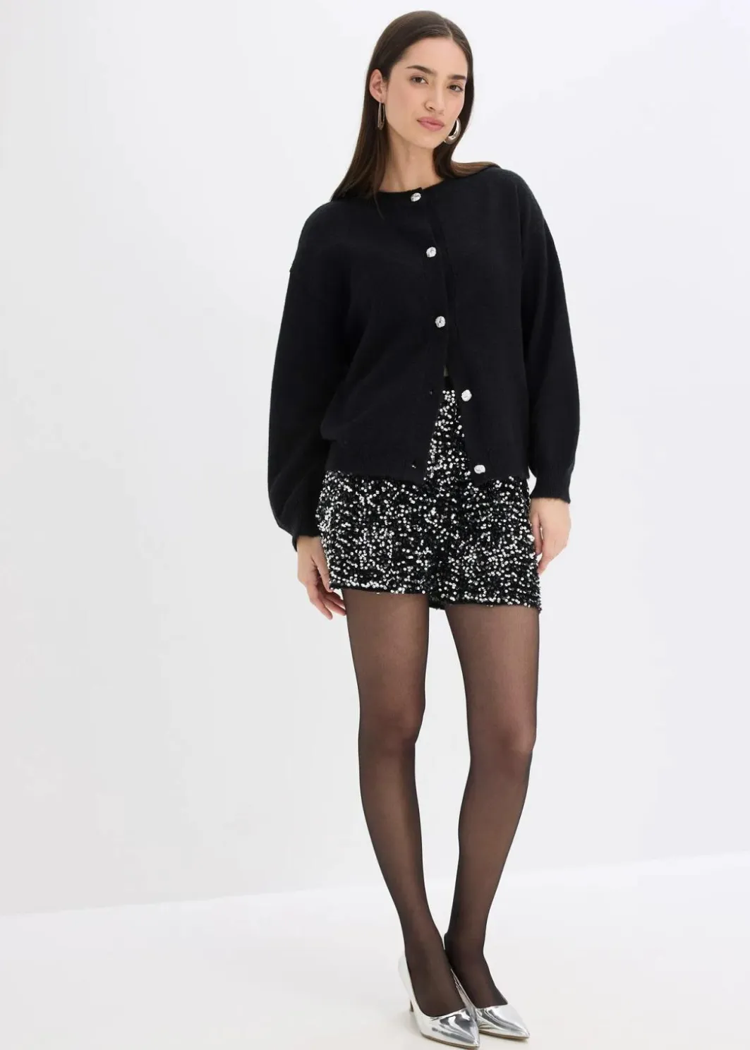 Damen bonprix Shorts|Hosen|Pailletten-Shorts
