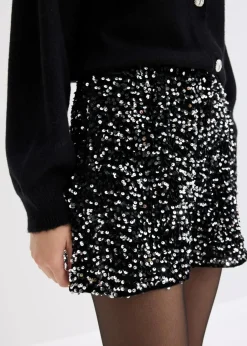 Damen bonprix Shorts|Hosen|Pailletten-Shorts