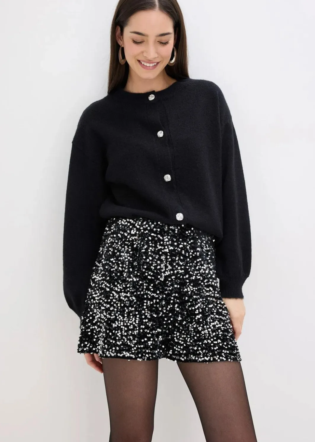 Damen bonprix Shorts|Hosen|Pailletten-Shorts