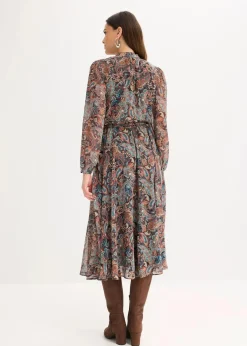 Damen bonprix Kurzgrößen|Bekleidung·Pullover & Strickjacken|Paisleykleid aus Chiffon