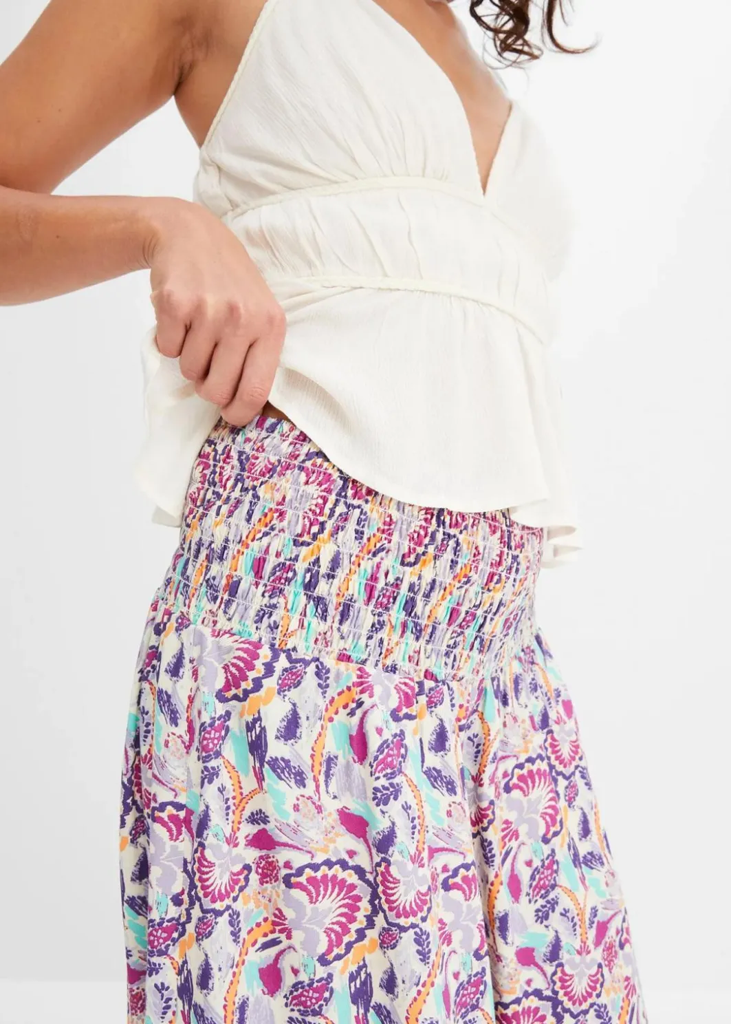 Damen bonprix Hosen|Kurzgrößen|Palazzo-Hose aus fließender Viskose