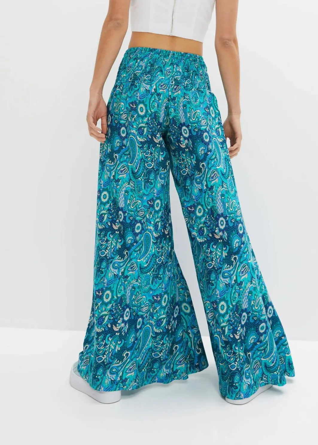 Damen bonprix Hosen|Kurzgrößen|Palazzo-Hose aus fließender Viskose